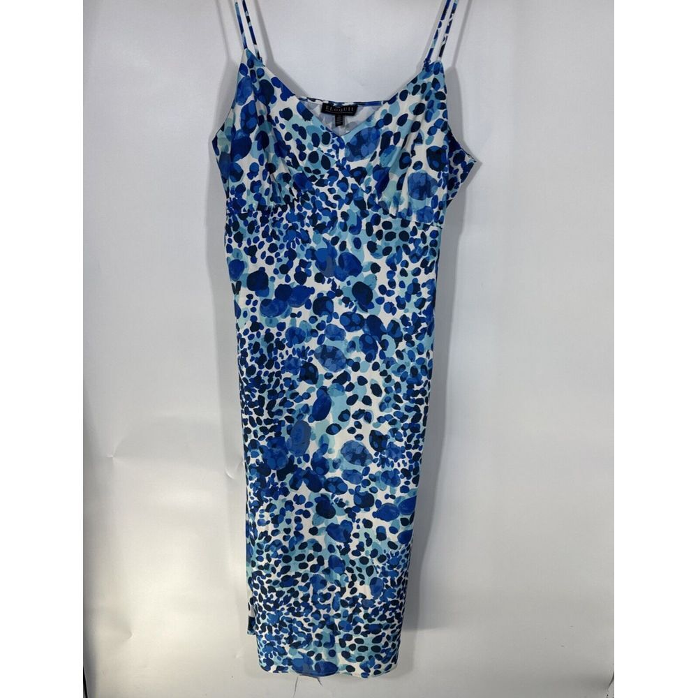 Eloquii‎ Satin Slip w/ Adjustable Straps Blue Animal Print Dress Size 22